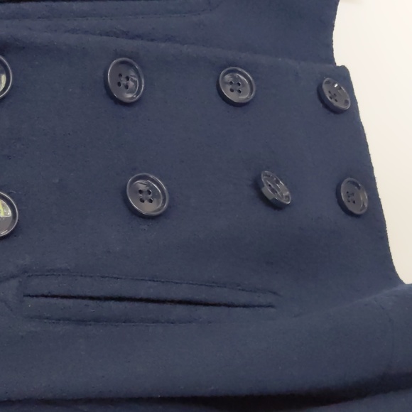 Blue Wool Blenld Short Jacket, Dark Blue Color, Double Breasted Style, Size M - Picture 4 of 7